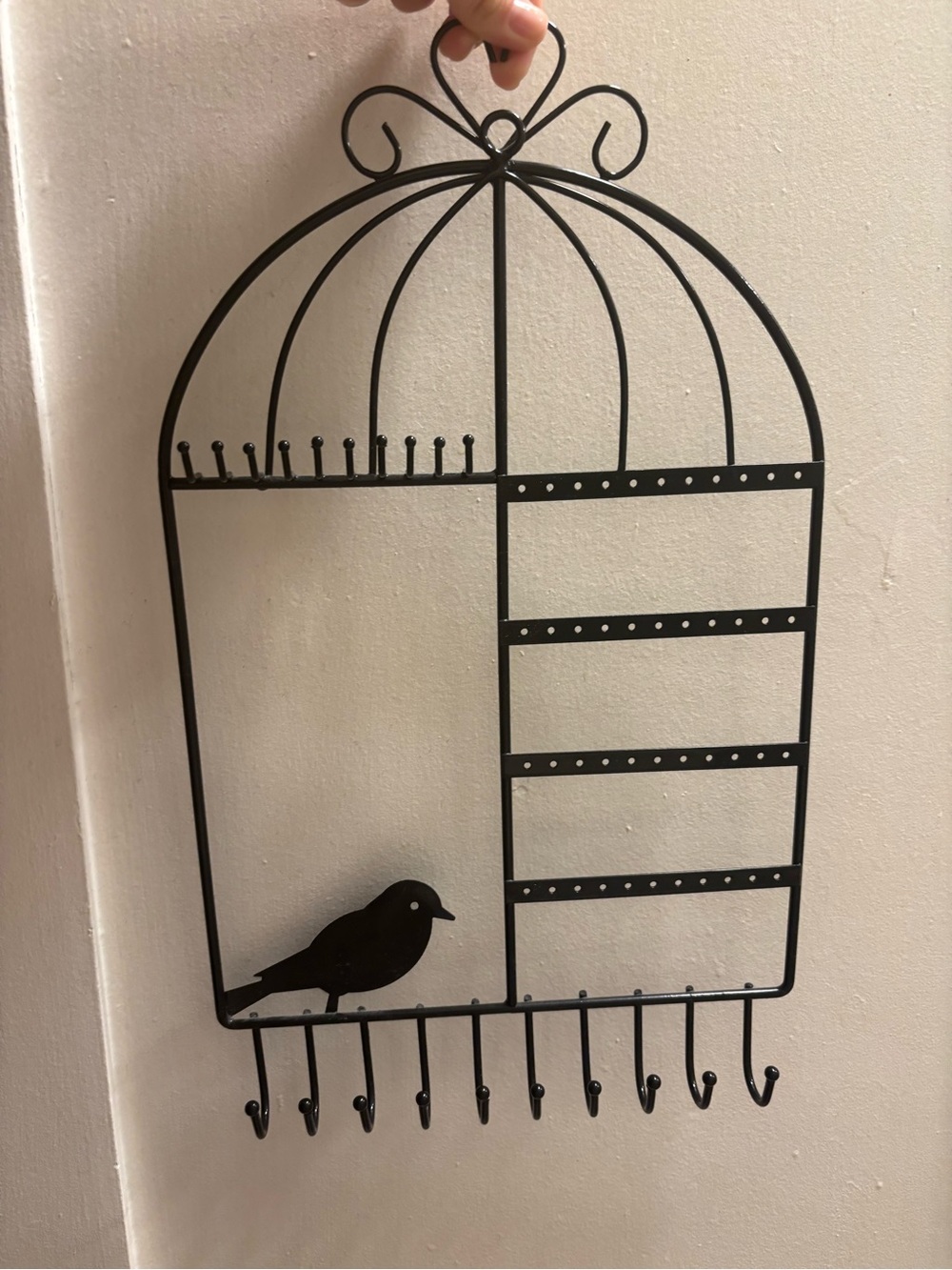 Black Birdcage Wall Jewelry and Key Organizer